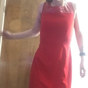 Red leather and stretch Dress